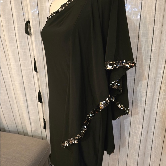 Adam Elegant Black One-Shoulder Dress with Silver Details - Picture 2 of 5